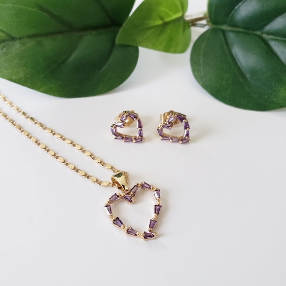 Jewelry - Purple Heart Earring & Necklace Set